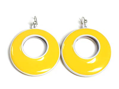 Two tone vivid color acryl round earring - crystal post