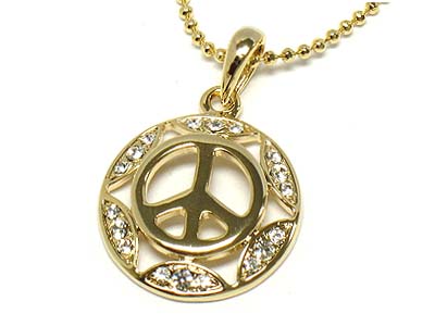 Crystal deco peace pattern pendant necklace