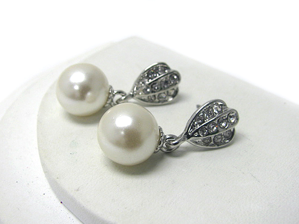 CRYSTAL DECO AND PEARL DROP EARRING