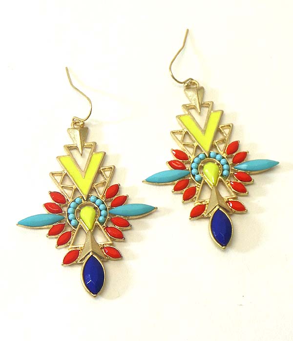 Tribal color acryl deco earring