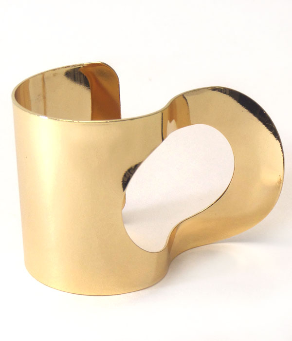 Architectural design curve out metal bangle bracelet