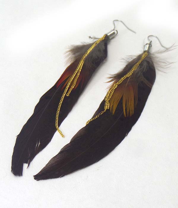 Feather tassel drop earring