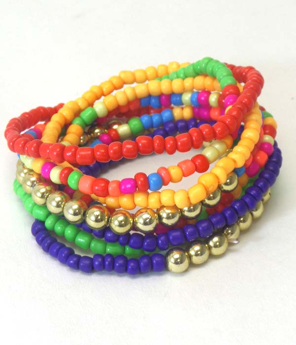 Mixed bohemian bead stretch wrap bracelet or necklace