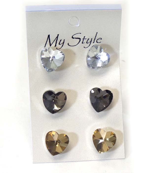 Crystal heart stud earring