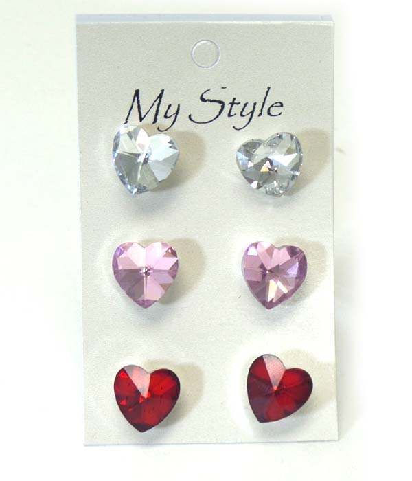 Crystal heart stud earring