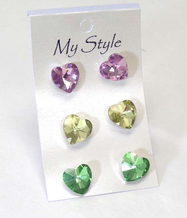 Crystal heart stud earring