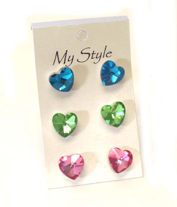 Crystal heart stud earring