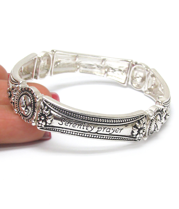 Serenity prayer textured metal stretch bracelet 