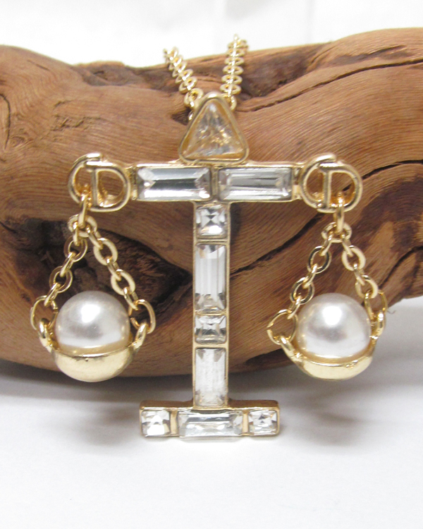 PEARL AND CRYSTAL ZODIAC PENDANT NECKLACE - VERGO