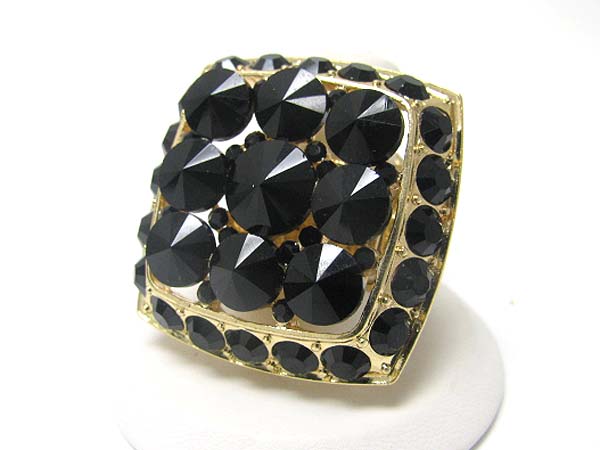 Crystal stud rectangle stretch ring