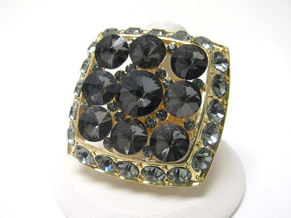 Crystal stud rectangle stretch ring