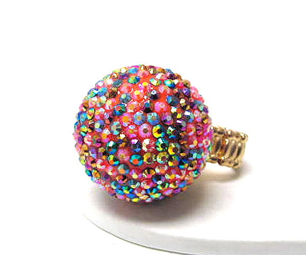 Crystal fashion large disco ball stretch ring