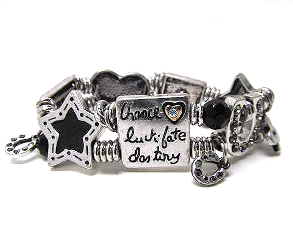 Crystal stud horse shoe link good luck stretch bracelet