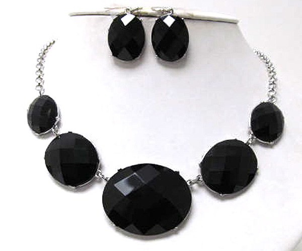 Oval acryl patern fashion colorful chian necklace earring set