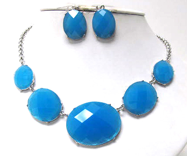 Oval acryl patern fashion colorful chian necklace earring set