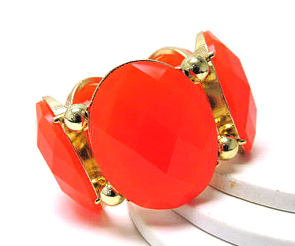 Oval fashion colorful acryl patern and metal balls stretch bracelet