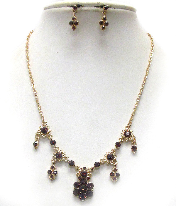 Austrian crystal flower deco necklace set