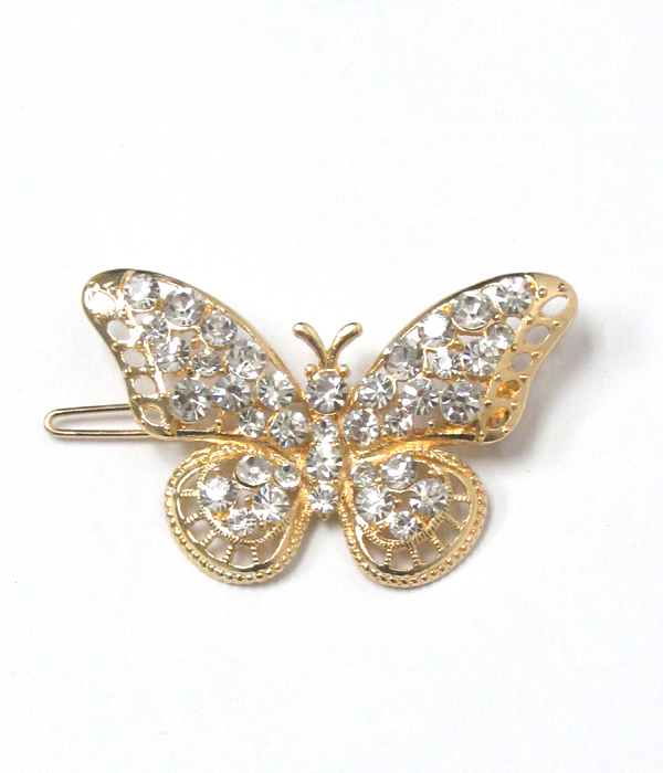 Multi crystals butterfly hair pin