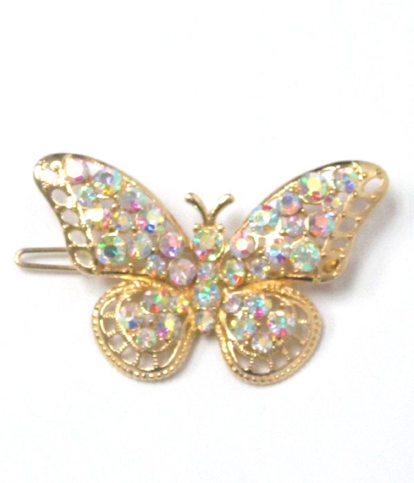 Multi crystals butterfly hair pin
