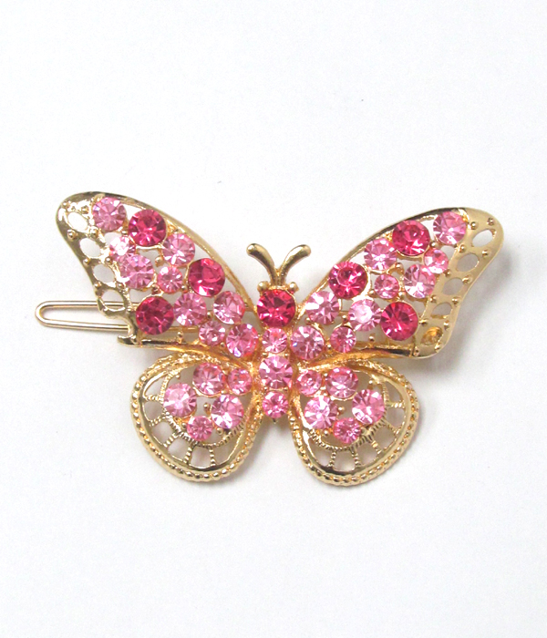 Multi crystals butterfly hair pin