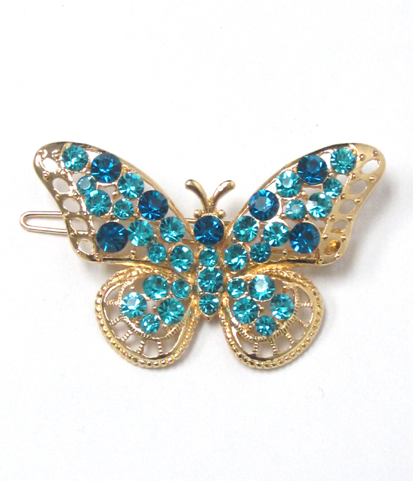 Multi crystals butterfly hair pin