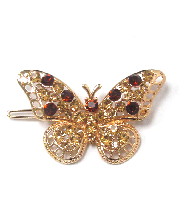 Multi crystals butterfly hair pin