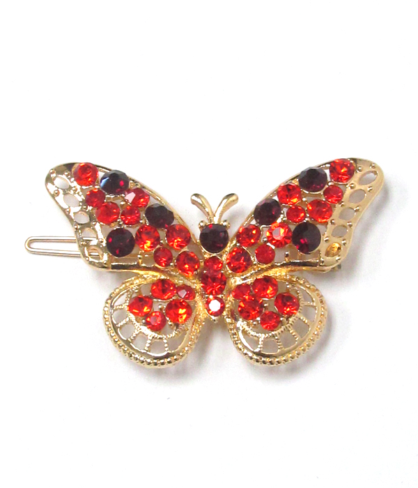Multi crystals butterfly hair pin
