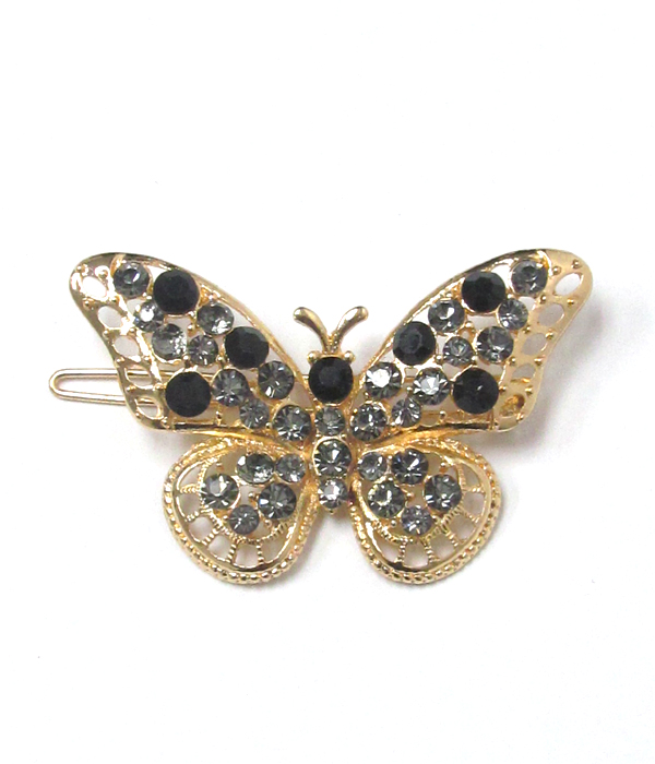 Multi crystals butterfly hair pin