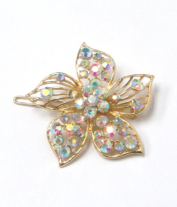 Multi crystals flower hair pin