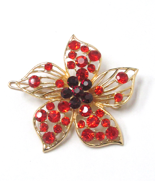 Multi crystals flower hair pin