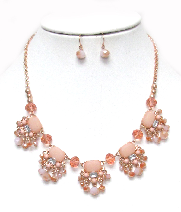 Crystal and beads necklace set