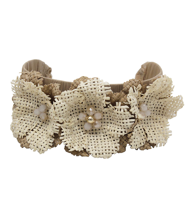 Rattan flower bangle bracelet