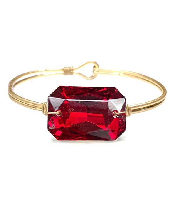Facet glass wire bangle bracelet