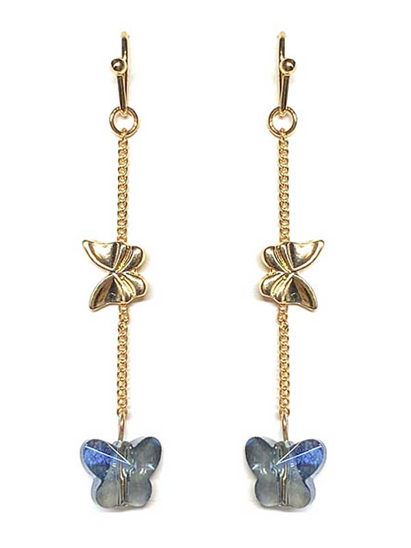 FACET GLASS BUTTERFLY DROP EARRING