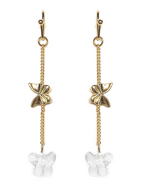 Facet glass butterfly drop earring