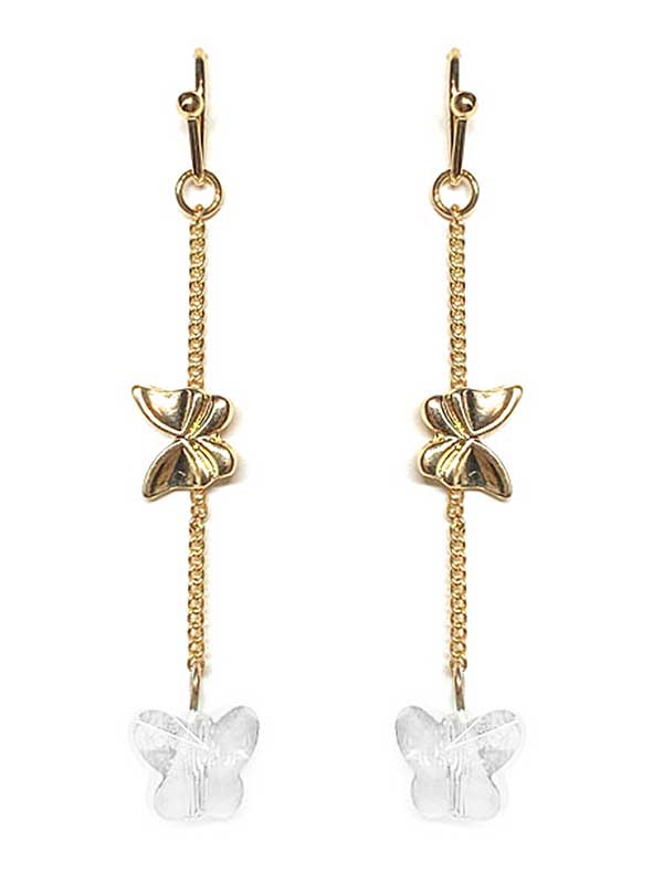 FACET GLASS BUTTERFLY DROP EARRING