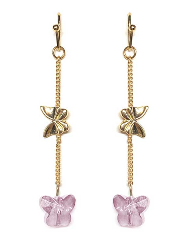 Facet glass butterfly drop earring