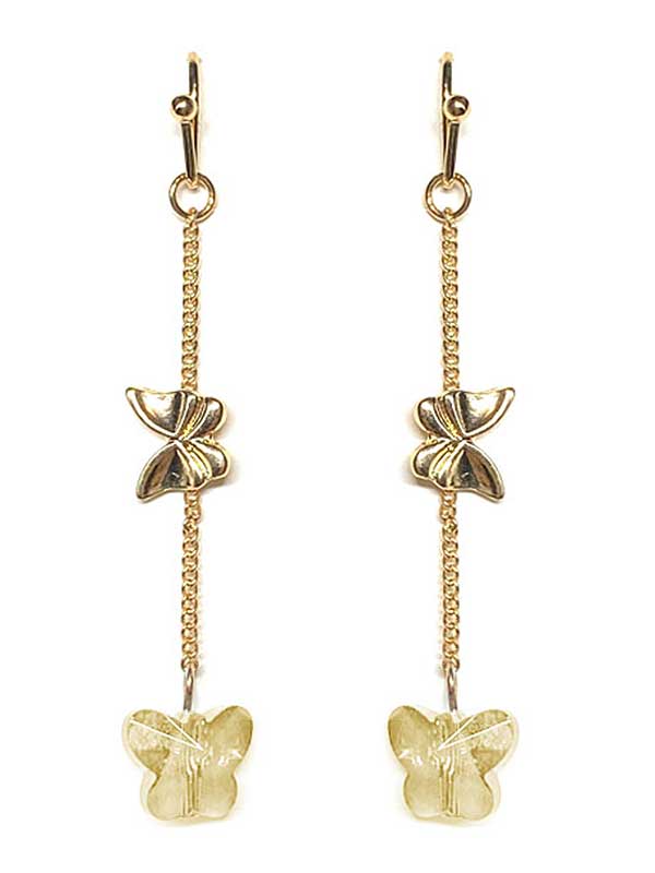 Facet glass butterfly drop earring