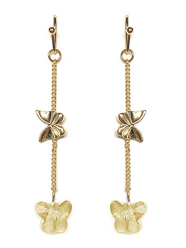 FACET GLASS BUTTERFLY DROP EARRING