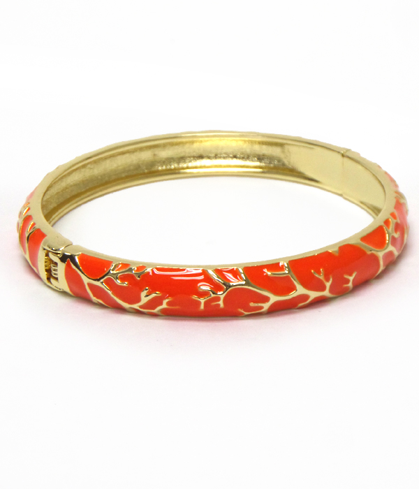 Coral epoxy hinge bangle bracelet
