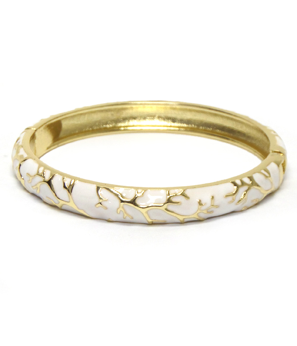 Coral epoxy hinge bangle bracelet