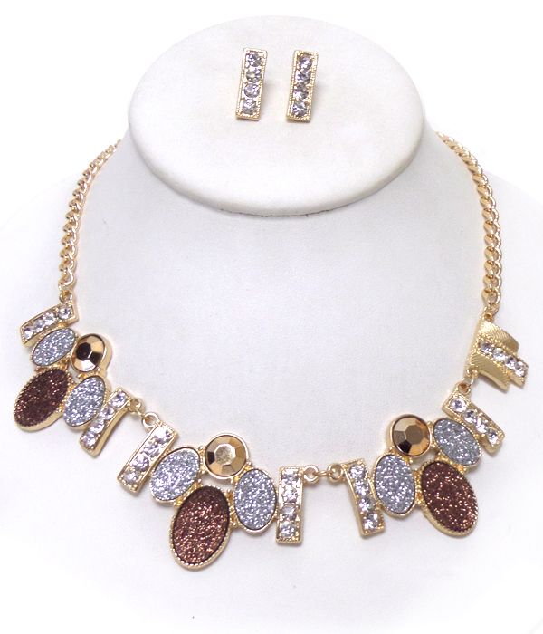 Multi shape oval link drop necklace set