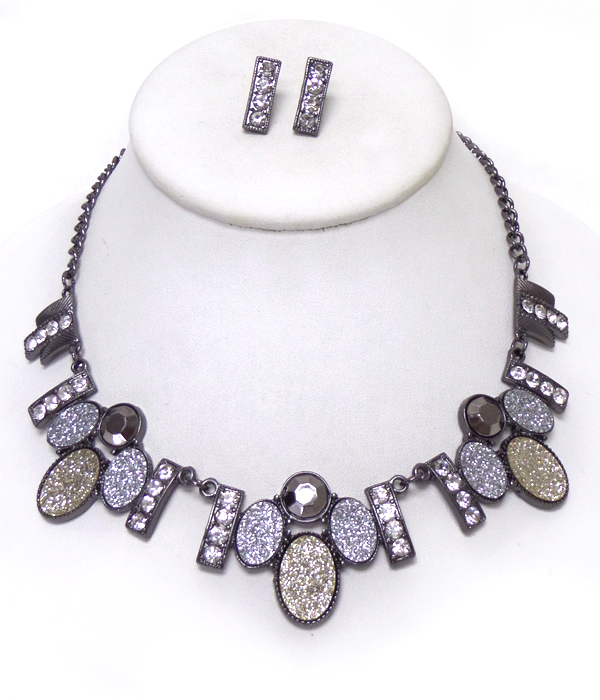 Multi shape oval link drop necklace set