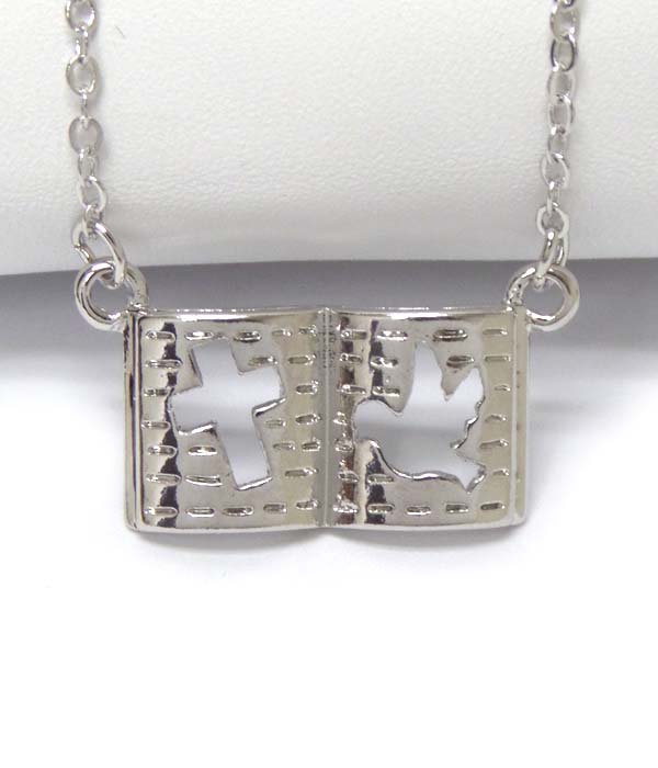 Made in korea whitegold plating crystal bible pendant necklace