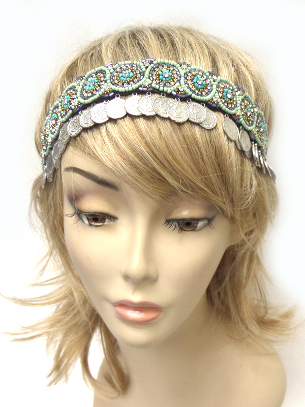 METAL BEADED COIN HEADBAND