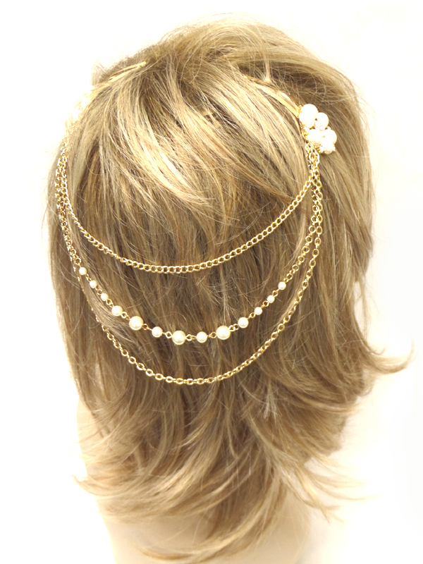 DUAL STONE HAIR CLIP AND HANGING BACK CHAIN