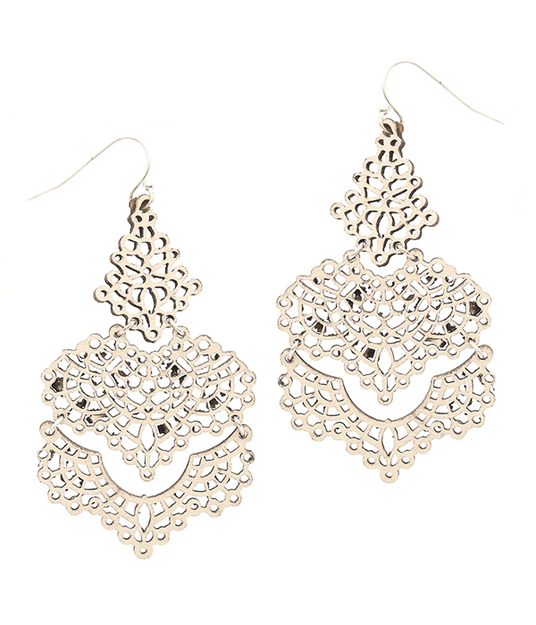 Leather filigree link earring