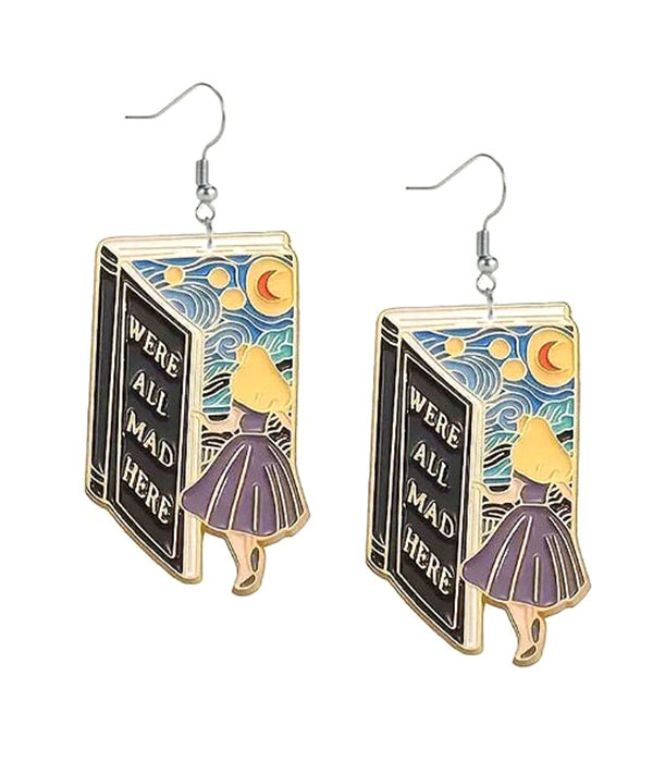 Book earring - we are all mad here