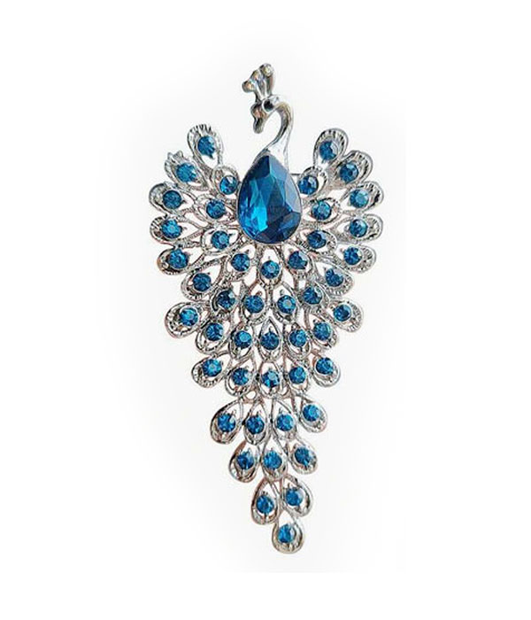 Rhinestone peacock brooch