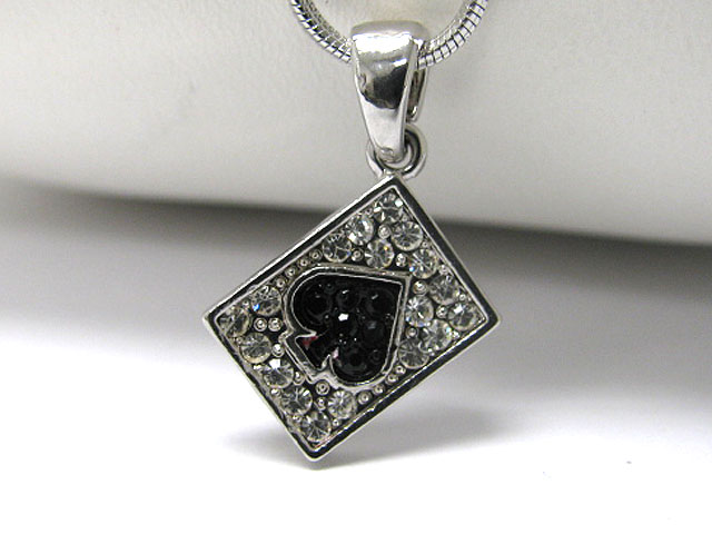 Made in korea whitegold plating crystal stud casino theme ace pendant necklace